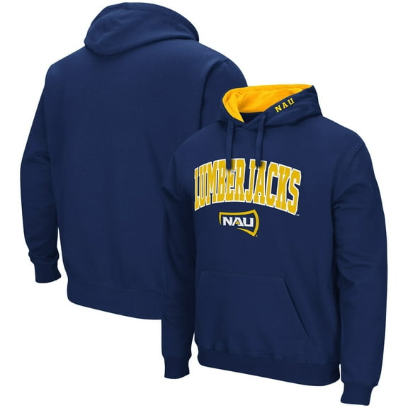 Men's Colosseum Navy Northern Arizona Lumberjacks Arch & Logo 3.0 Pullover Hoodie