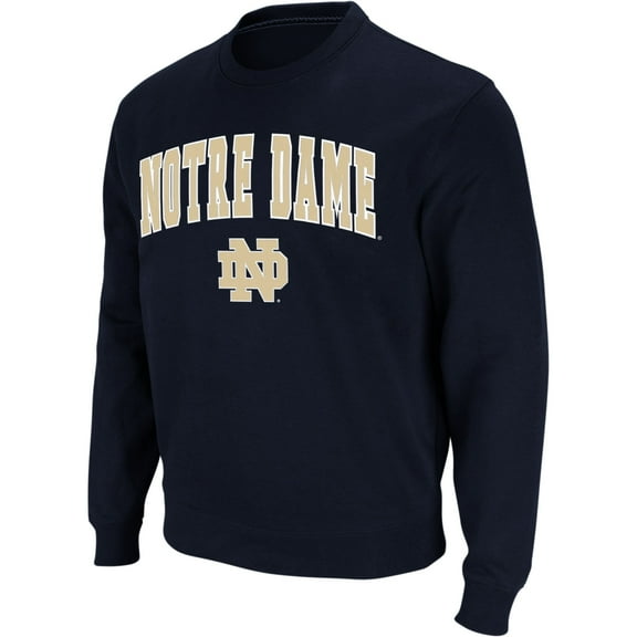Men's Colosseum Navy Notre Dame Fighting Irish Arch & Logo Crew Neck Sweatshirt