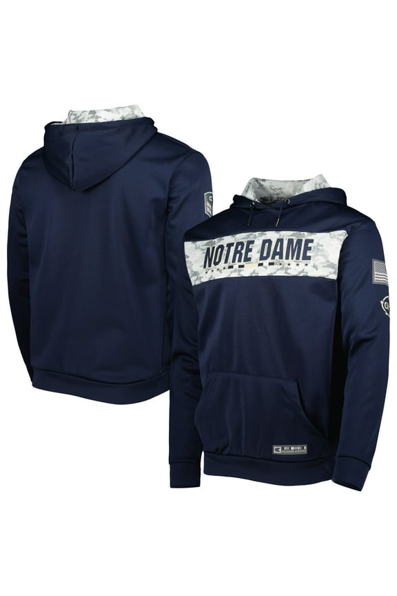 Men's Colosseum Navy Notre Dame Fighting Irish OHT Military Appreciation Team Color Pullover Hoodie
