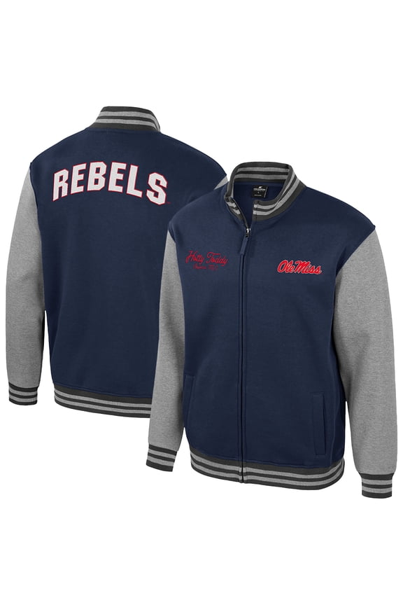 Men's Colosseum Navy Ole Miss Rebels Ambi-Turner Full-Zip Varsity Jacket