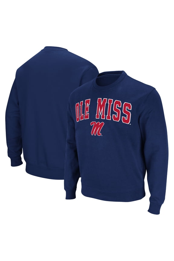 Men's Colosseum Navy Ole Miss Rebels Arch & Logo Pullover Sweatshirt