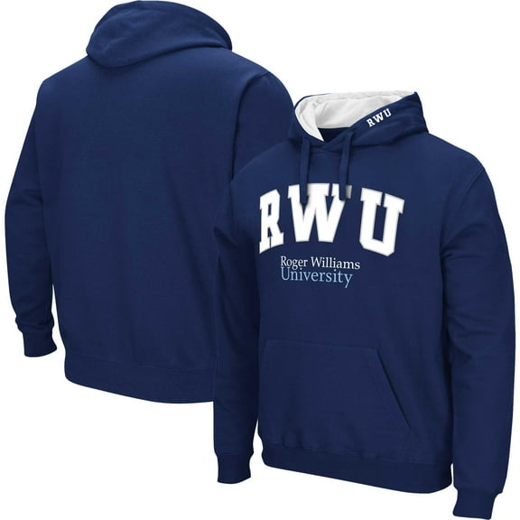 Men's Colosseum  Navy RWU Hawks Arch & Logo Hoodie