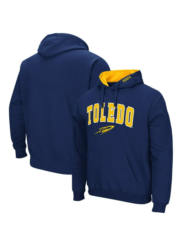 Men's Colosseum Navy Toledo Rockets Arch and Logo Pullover Hoodie