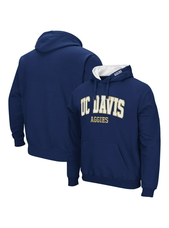Men's Colosseum Navy UC Davis Aggies Arch and Logo Pullover Hoodie