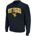 thumbnail image 1 of Men's Colosseum Navy West Virginia Mountaineers Arch & Logo Crew Neck Sweatshirt, 1 of 5