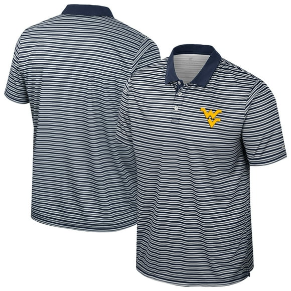 Men's Colosseum Navy West Virginia Mountaineers Striped Polo