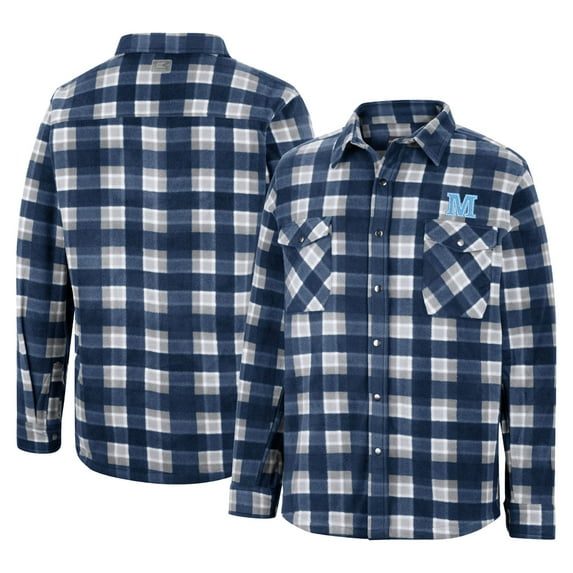 Men's Colosseum Navy/White Maine Black Bears Ellis Plaid Full-Snap Shirt Jacket