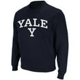 thumbnail image 1 of Men's Colosseum Navy Yale Bulldogs Arch & Logo Crew Neck Sweatshirt, 1 of 4