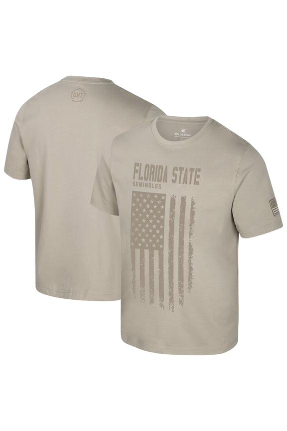 Men's Colosseum Oatmeal Florida State Seminoles Operation Hat Trick Dune Flag T-Shirt