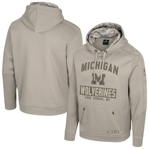 Men's Colosseum  Oatmeal Michigan Wolverines Operation Hat Trick Battalion Hoodie