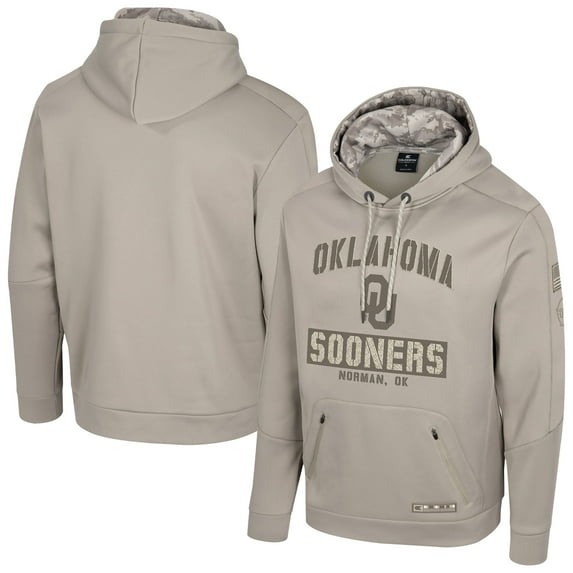 Men's Colosseum Oatmeal Oklahoma Sooners Operation Hat Trick Battalion Hoodie