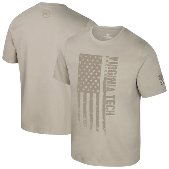 Men's Colosseum Oatmeal Virginia Tech Hokies Operation Hat Trick Dune Flag T-Shirt