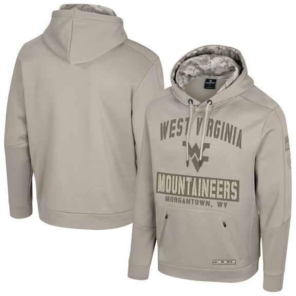 Men's Colosseum Oatmeal West Virginia Mountaineers Big & Tall Operation Hat Trick Battalion Hoodie Sweatshirt
