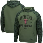 Men's Colosseum Olive/Camo Texas Tech Red Raiders OHT Military Appreciation Raglan Pullover Hoodie