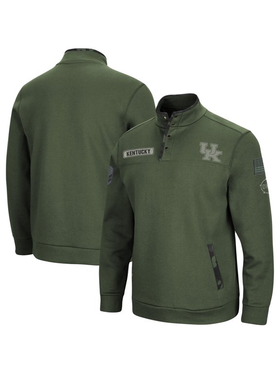 Men's Colosseum Olive Kentucky Wildcats OHT Military Appreciation Digital Camo Quarter-Snap Jacket