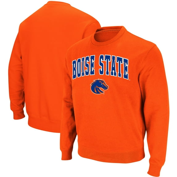 Men's Colosseum Orange Boise State Broncos Arch & Logo Tackle Twill Pullover Sweatshirt