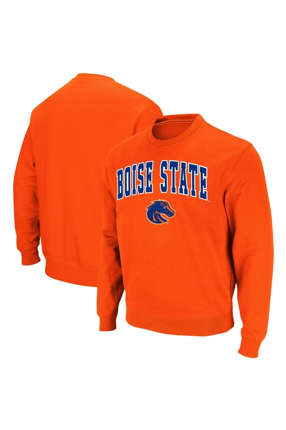Men's Colosseum Orange Boise State Broncos Arch & Logo Tackle Twill Pullover Sweatshirt