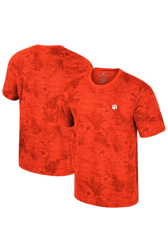Men's Colosseum Orange Clemson Tigers Floral Printed T-Shirt