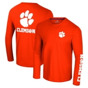 Mens Colosseum Orange Clemson Tigers Logo Lockup 3-Hit Active Blend Long Sleeve T-Shirt