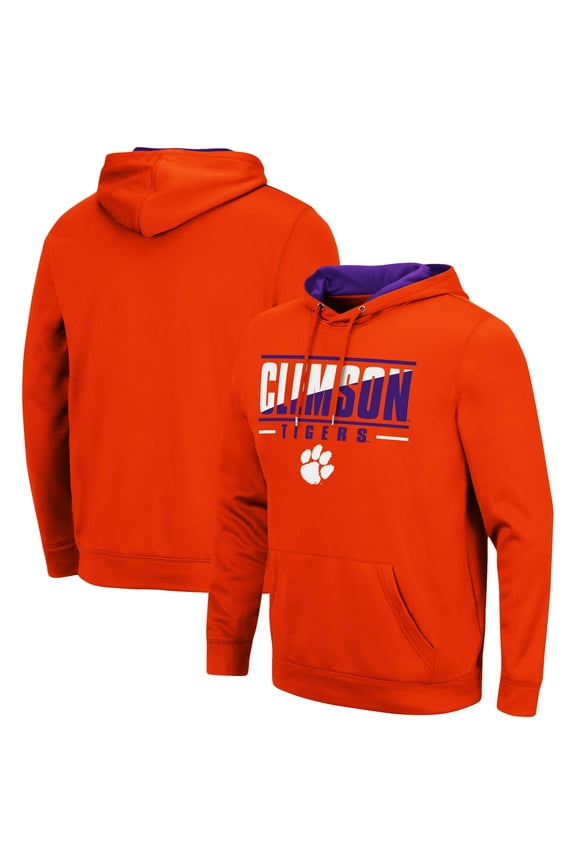 Men's Colosseum Orange Clemson Tigers Slash Stack 2.0 Pullover Hoodie