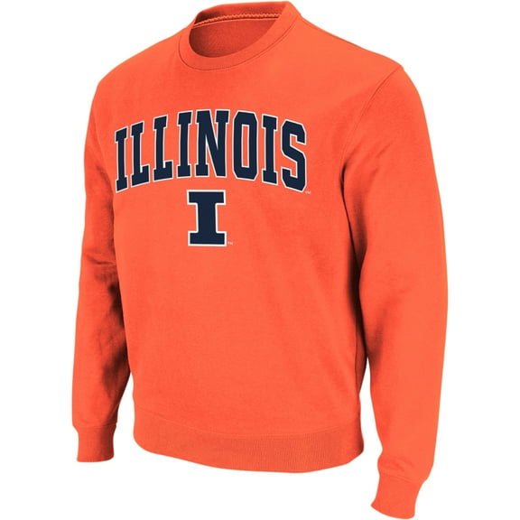 Men's Colosseum Orange Illinois Fighting Illini Arch & Logo Crew Neck Sweatshirt