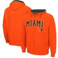 thumbnail image 1 of Men's Colosseum Orange Miami Hurricanes Arch & Logo 3.0 Full-Zip Hoodie, 1 of 3