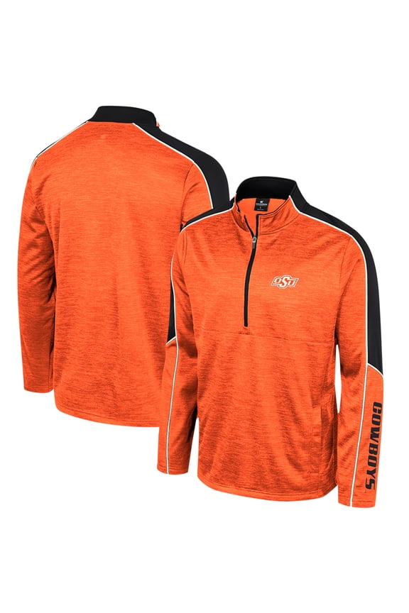 Men's Colosseum Orange Oklahoma State Cowboys Marled Half-Zip Jacket