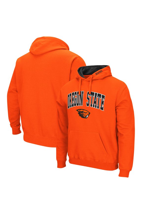 Men's Colosseum Orange Oregon State Beavers Arch & Logo 3.0 Pullover Hoodie