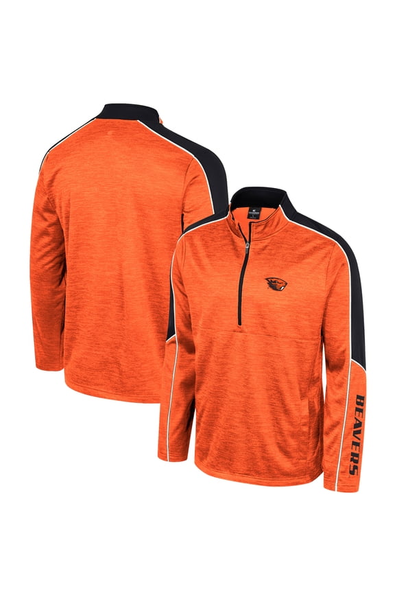 Men's Colosseum Orange Oregon State Beavers Marled Half-Zip Jacket
