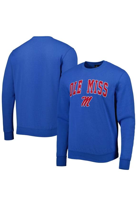 Men's Colosseum Powder Blue Ole Miss Rebels Arch & Logo Pullover Sweatshirt