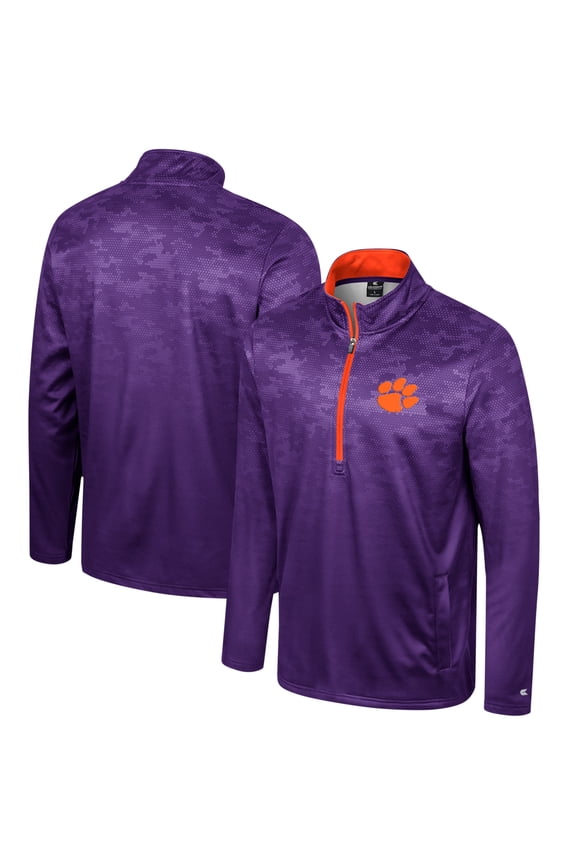 Men's Colosseum Purple Clemson Tigers The Machine Half-Zip Jacket