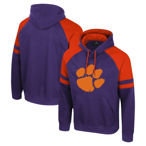 Men's Colosseum Purple Clemson Tigers Todd Raglan Pullover Hoodie