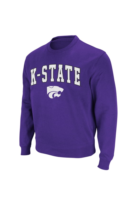 Men's Colosseum Purple Kansas State Wildcats Arch & Logo Crew Neck Sweatshirt