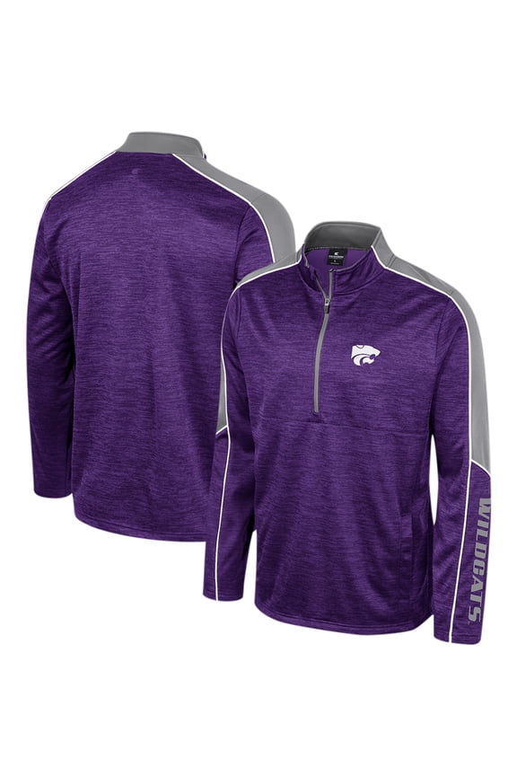 Men's Colosseum Purple Kansas State Wildcats Marled Half-Zip Jacket