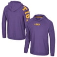 thumbnail image 1 of Men's Colosseum Purple LSU Tigers Back in Business Long Sleeve Raglan Hooded T-Shirt, 1 of 3