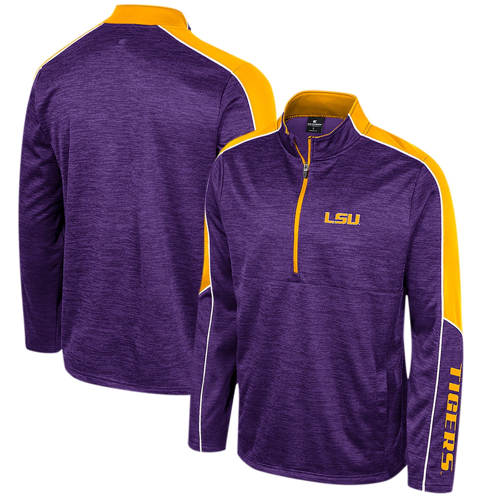 Men s Colosseum Purple LSU Tigers Marled Half Zip Jacket Walmart