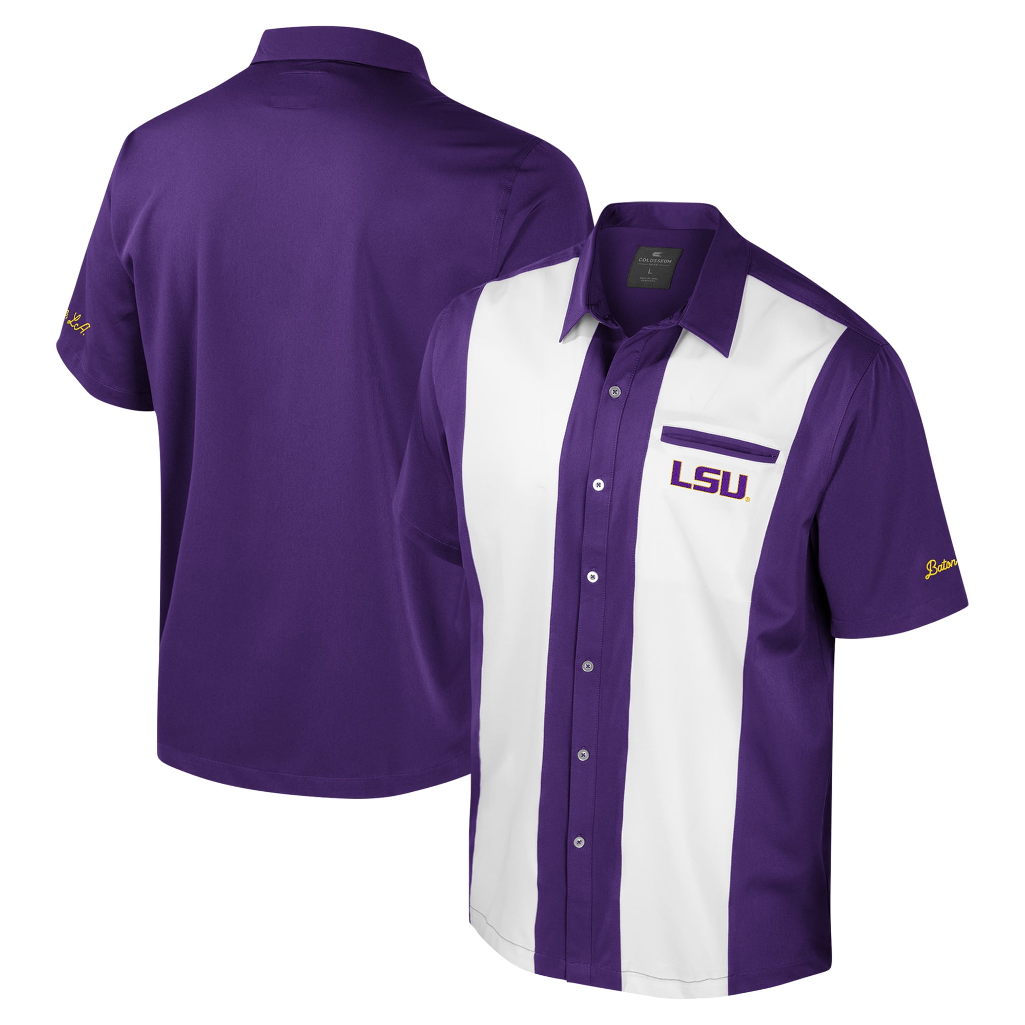Men's Colosseum Purple LSU Tigers Strike Bowling Button-Up Shirt ...