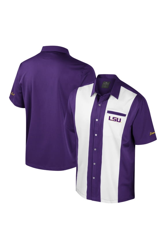 Men's Colosseum Purple LSU Tigers Strike Bowling Button-Up Shirt