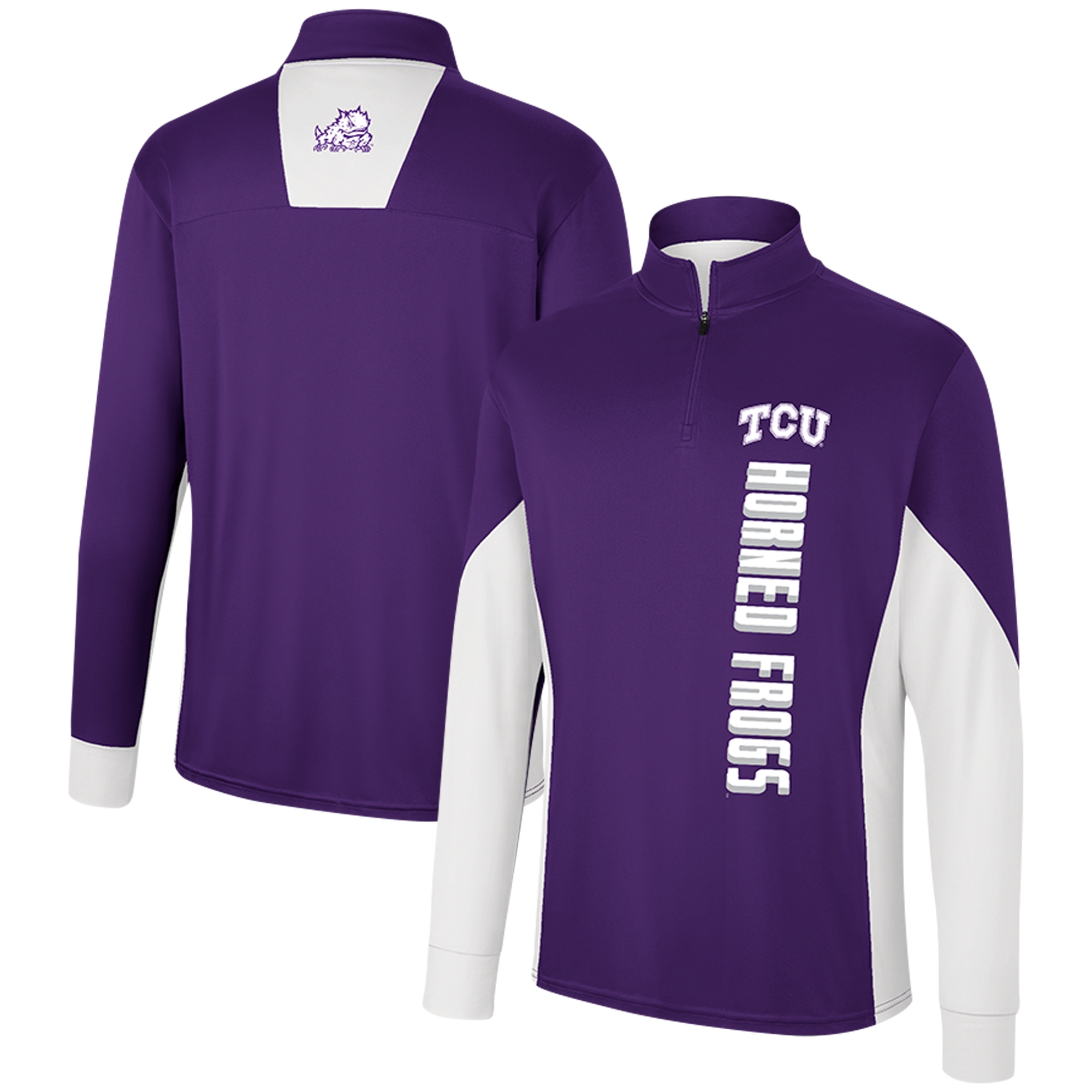 Blue 84 Men's TCU Horned Frogs Quarter Zip Sweatshirt – Team Color Fleece Pullover (Medium)