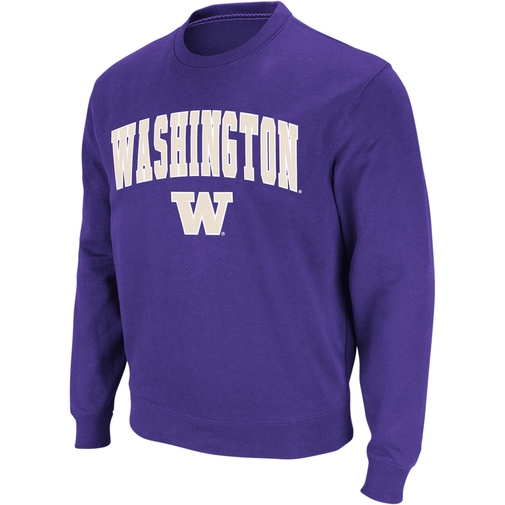 Men s Colosseum Purple Washington Huskies Arch Logo Crew Neck