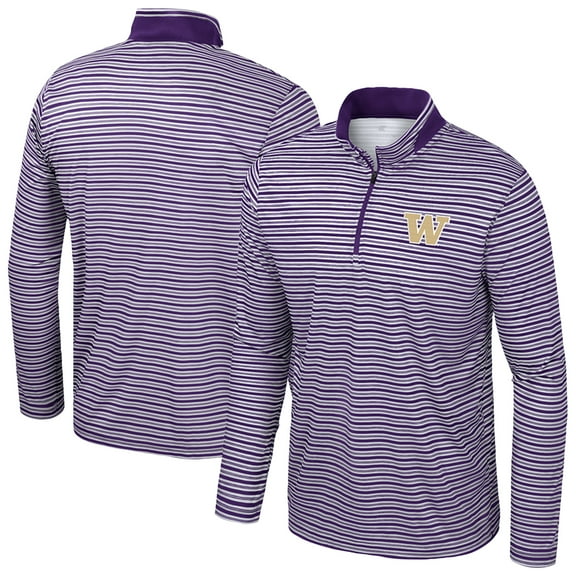 Men's Colosseum Purple Washington Huskies Striped Quarter-Zip Top
