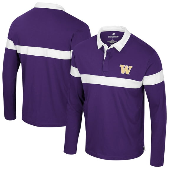 Men's Colosseum Purple Washington Huskies Too Cool For School Long Sleeve Polo