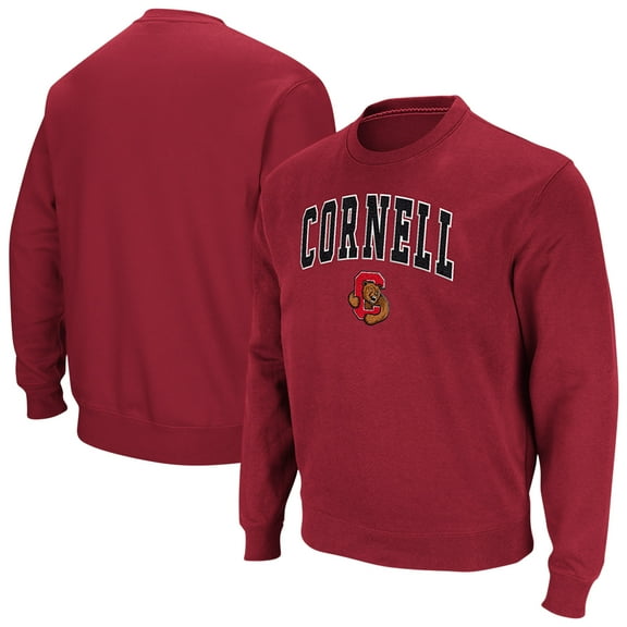 Men's Colosseum Red Cornell Big Red Arch & Logo Tackle Twill Pullover Sweatshirt