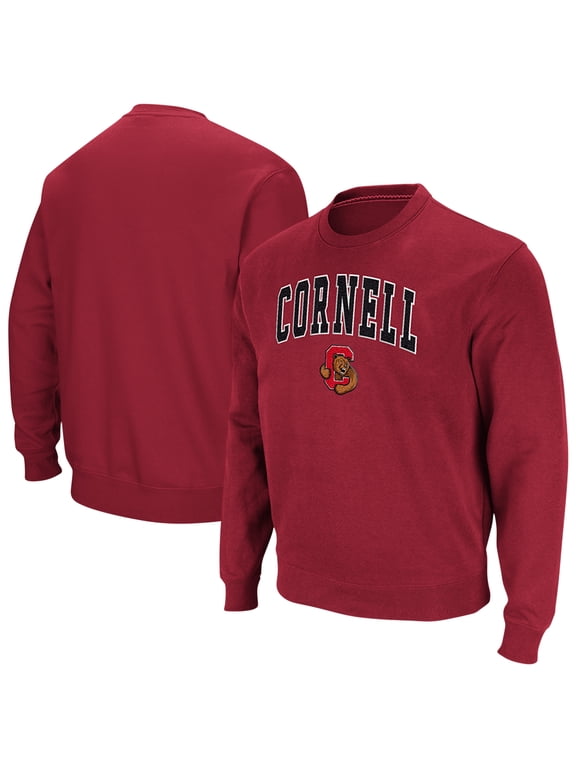 Men's Colosseum Red Cornell Big Red Arch & Logo Tackle Twill Pullover Sweatshirt