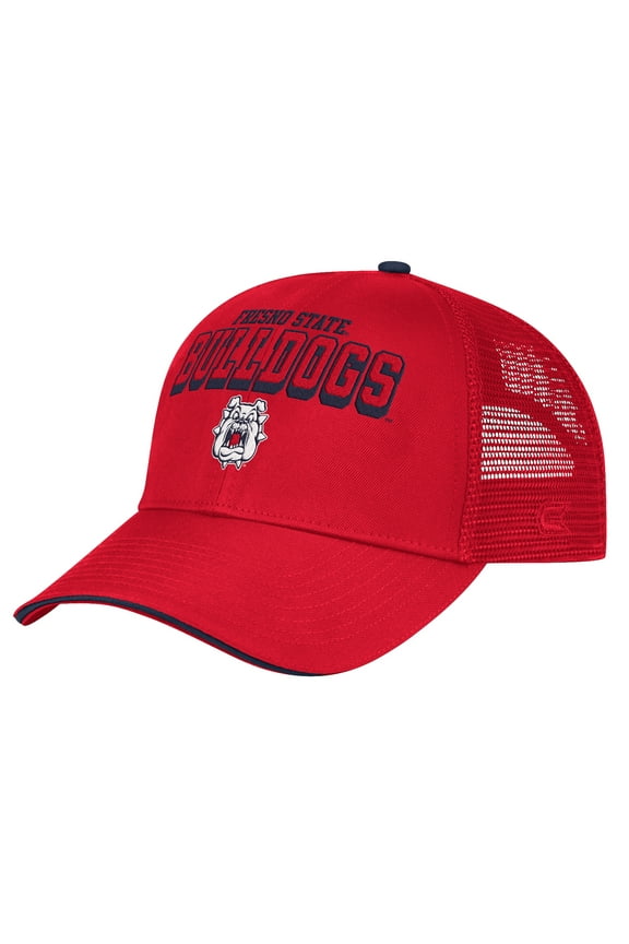 Men's Colosseum Red Fresno State Bulldogs Wyatt Primary Team Trucker Adjustable Hat