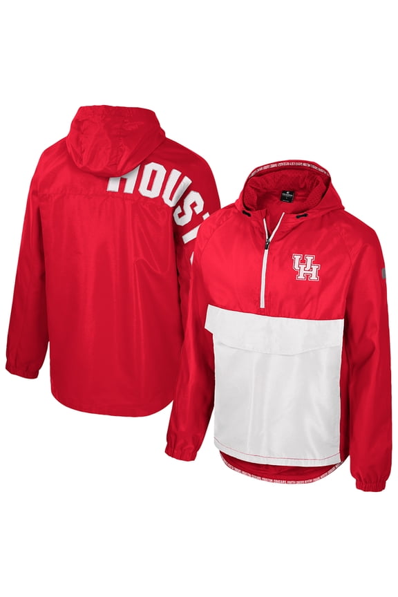 Men's Colosseum Red Houston Cougars Reloaded Anorak Half-Zip Jacket