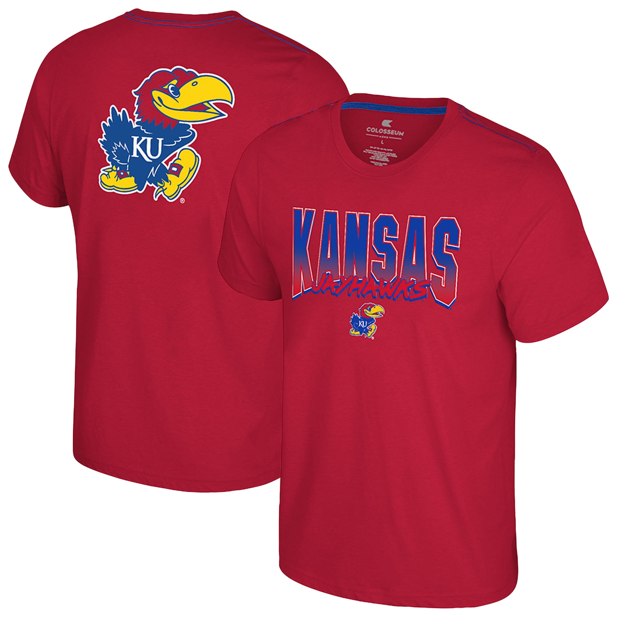 Men's Colosseum Red Kansas Jayhawks Dual Logo T-Shirt - Walmart.com