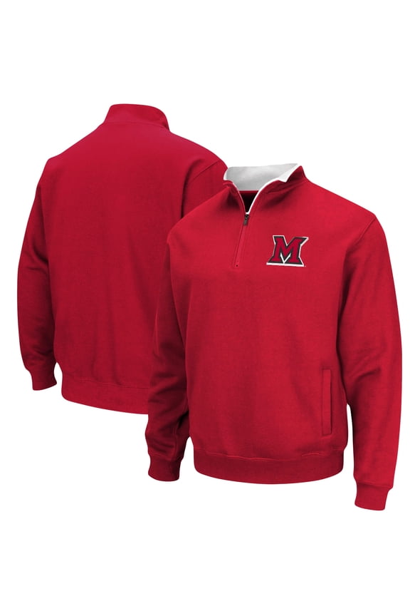 Men's Colosseum Red Miami University RedHawks Tortugas Logo Quarter-Zip Jacket