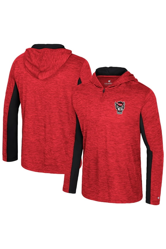 Men's Colosseum Red NC State Wolfpack Always Sunny Quarter-Zip Hoodie
