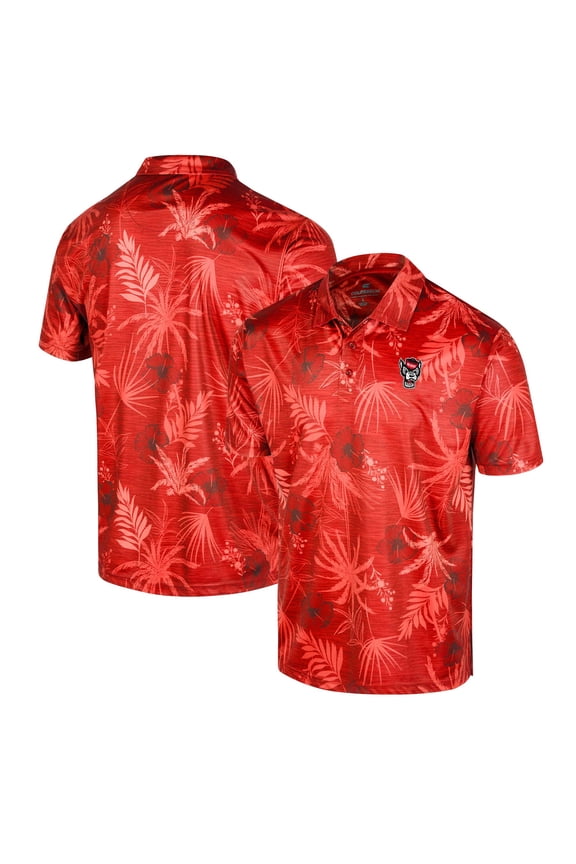 Men's Colosseum Red NC State Wolfpack Palms Team Polo